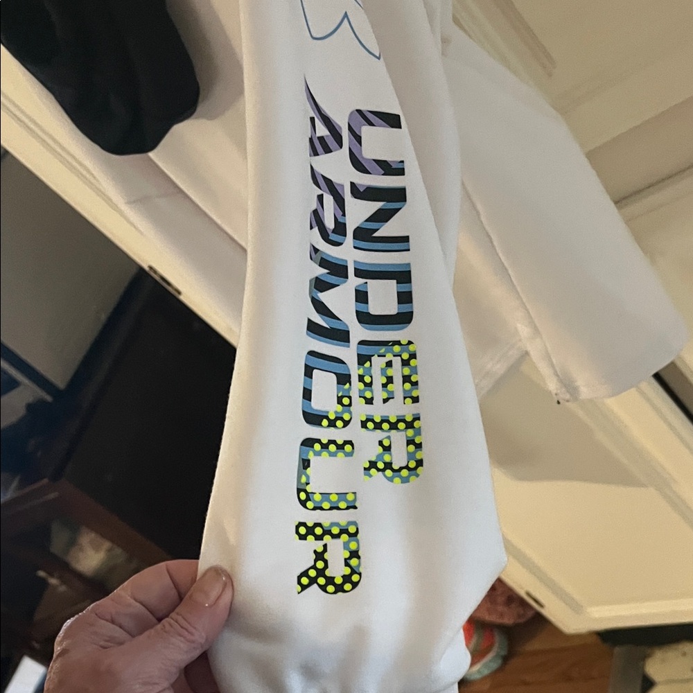 Under Armour White Shirt with Multicolor Logo